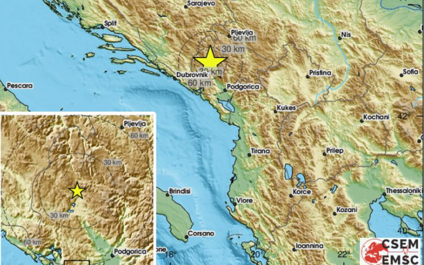 Slabiji zemljotres kod Nikšića