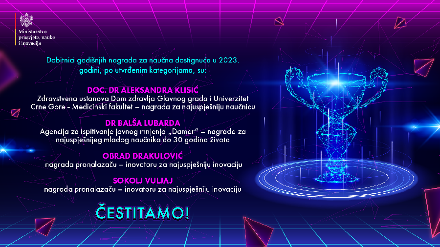 Dodjela nagrada za naučna dostignuća u ponedjeljak