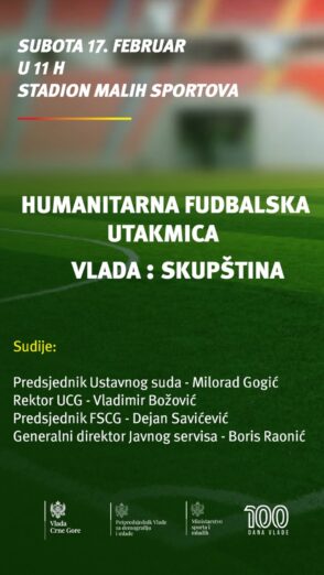 Humanitarna fudbalska utakmica između Vlade i Skupštine Crne Gore