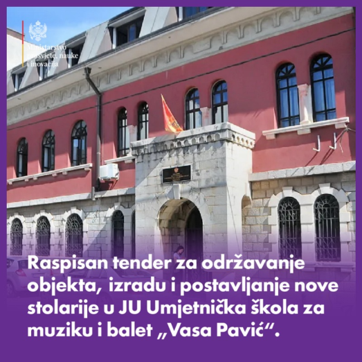 Raspisan tender za zamjenu stolarije na školi “Vasa Pavić”