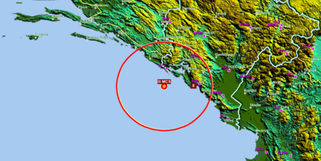 Slabiji zemljotres kod Herceg Novog